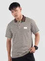 Brown Solid Collar Stripe Polo T-Shirt