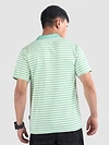 Mint Blue Solid Collar Stripe Polo T-Shirt
