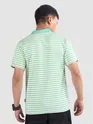 Mint Blue Solid Collar Stripe Polo T-Shirt