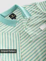 Mint Blue Solid Collar Stripe Polo T-Shirt