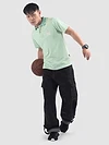 Mint Blue Solid Collar Stripe Polo T-Shirt