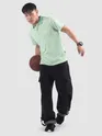 Mint Blue Solid Collar Stripe Polo T-Shirt