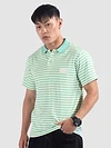 Mint Blue Solid Collar Stripe Polo T-Shirt