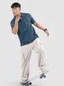 Navy Piping Textured Polo T-Shirt