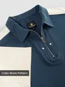 Navy Zipper Color Block Polo T-Shirt