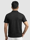 Black Abstract Jacquard Textured Zipper Polo T-Shirt