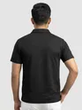 Black Abstract Jacquard Textured Zipper Polo T-Shirt