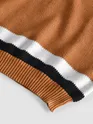 Cider Brown Contrast Striped Collar Flat Knit Polo T-Shirt
