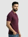 French Wine Wave Textured Flat Knit Polo T-Shirt