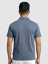 Grey Abstract Jacquard Textured Zipper Polo T-Shirt