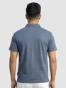 Grey Abstract Jacquard Textured Zipper Polo T-Shirt