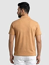 Maple Orange Abstract Jacquard Textured Zipper Polo T-Shirt