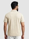 Off White Diamond Jacquard Textured Zipper Polo T-Shirt