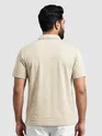 Off White Diamond Jacquard Textured Zipper Polo T-Shirt