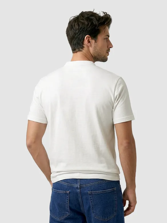 White Solid Henley T-shirt