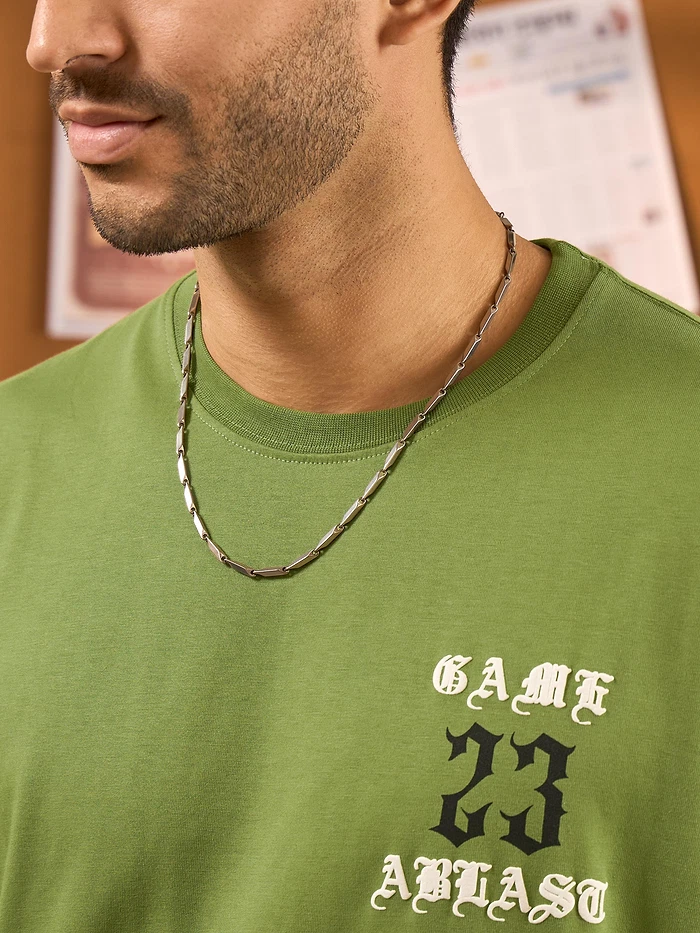 23 Printed Green Oversized T-shirt for Men