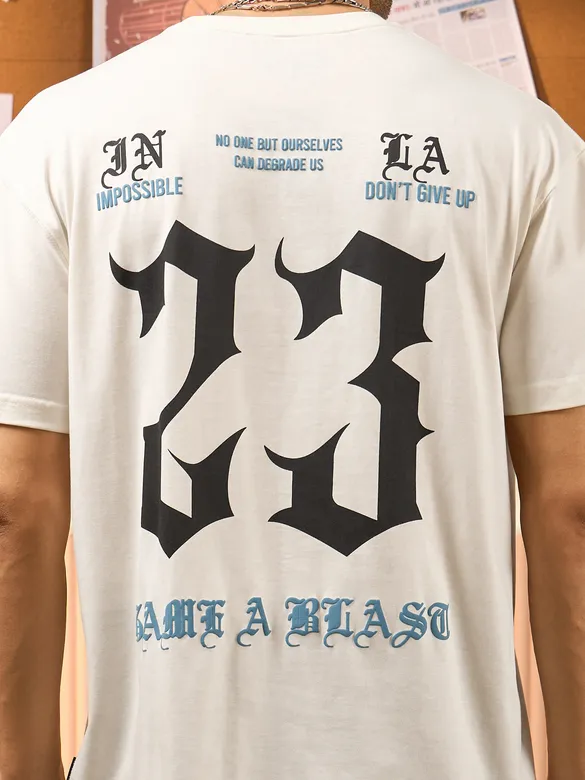 23 Printed White Oversized T-shirt for Men