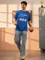 404 Printed Blue Oversized T-shirt for Men
