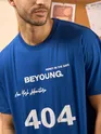 404 Printed Blue Oversized T-shirt for Men