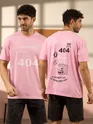 404 Printed Soft Pink Oversized T-shirt for Men