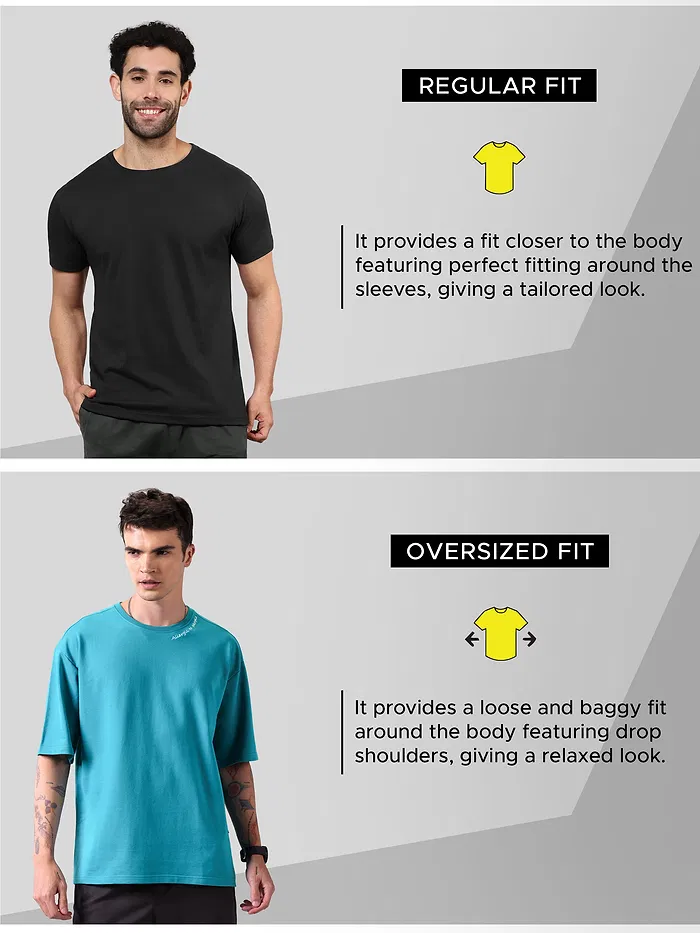 Aqua Blue Neck Embroidery Oversized T-shirt for Men