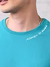 Aqua Blue Neck Embroidery Oversized T-shirt for Men