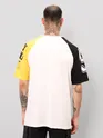 Badass White Color Block Oversized T-shirt for Men
