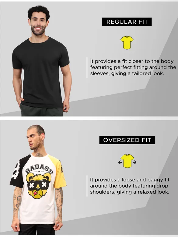 Badass White Color Block Oversized T-shirt for Men