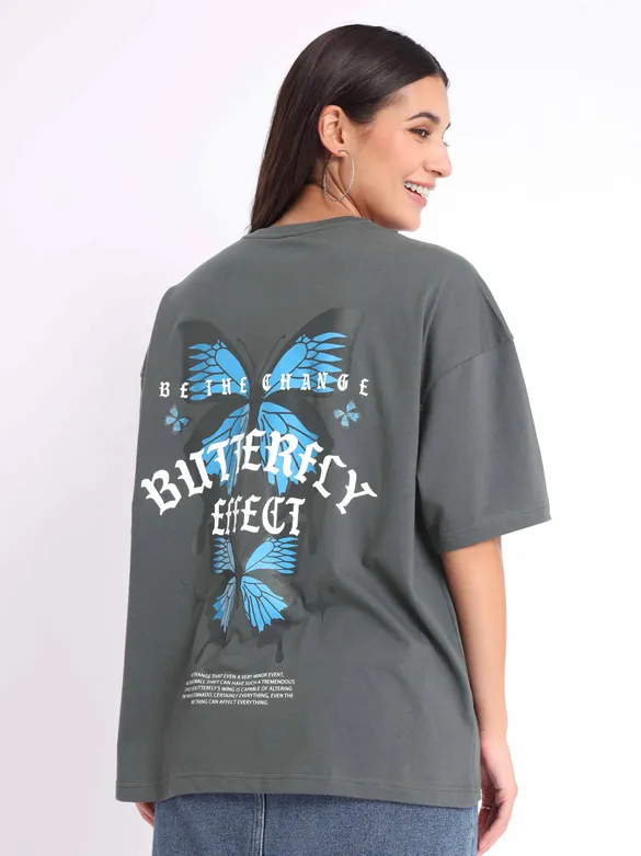 Be The Change Printed Oversized T-shirt for Women