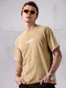 Beige Acid Wash Oversized T-Shirt for Men