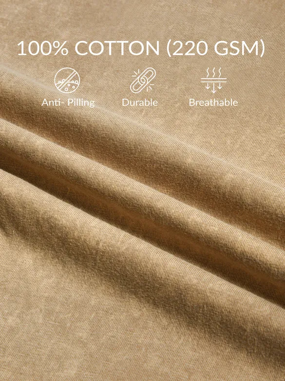 Beige Acid Wash Oversized T-Shirt for Men