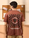 Beyoung Printed Brown Oversized T-shirts for Men
