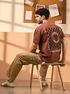 Beyoung Printed Brown Oversized T-shirts for Men