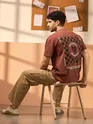 Beyoung Printed Brown Oversized T-shirts for Men
