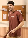Beyoung Printed Brown Oversized T-shirts for Men