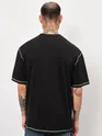 Black Contrast Stitch Oversized T-shirt for Men