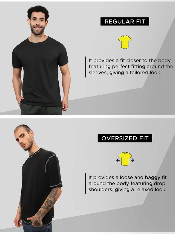 Black Contrast Stitch Oversized T-shirt for Men
