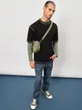 Black Contrast Stitch Oversized T-shirt for Men
