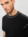 Black Contrast Stitch Oversized T-shirt for Men