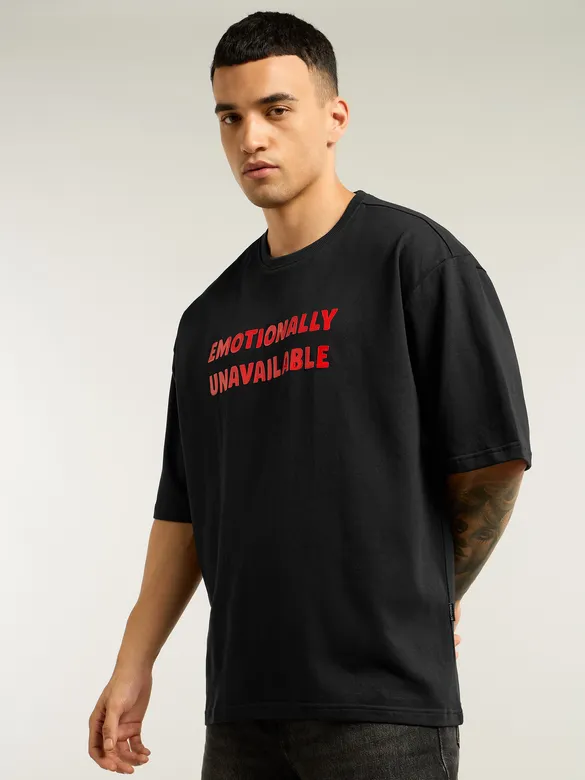Black Emotionally Unavailable Oversized T-Shirt