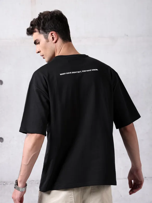 Black Flap Pocket Oversized T-shirt for Men