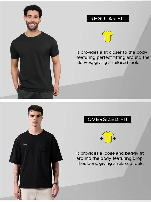 Black Flap Pocket Oversized T-shirt for Men