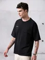 Black Flap Pocket Oversized T-shirt for Men