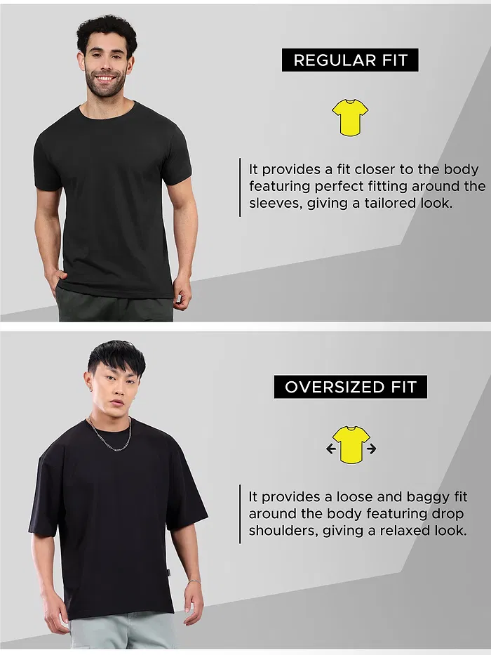 Black Plain Oversized T-shirt for Men