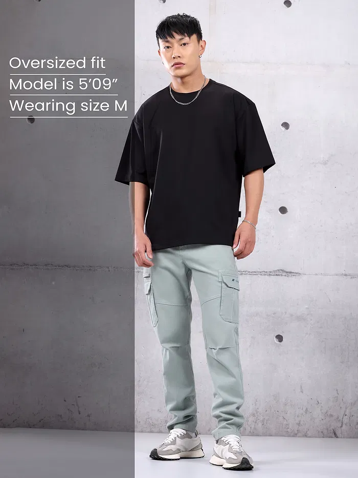 Black Plain Oversized T-shirt for Men