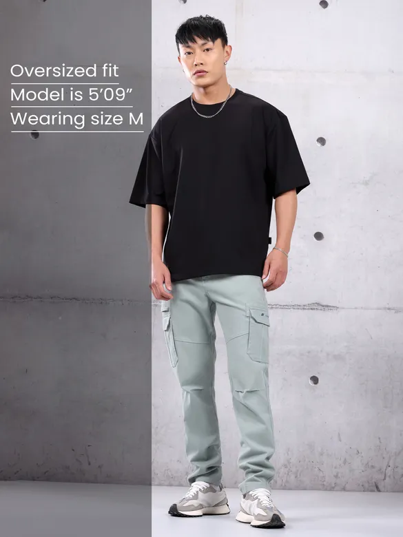 Black Plain Oversized T-shirt for Men