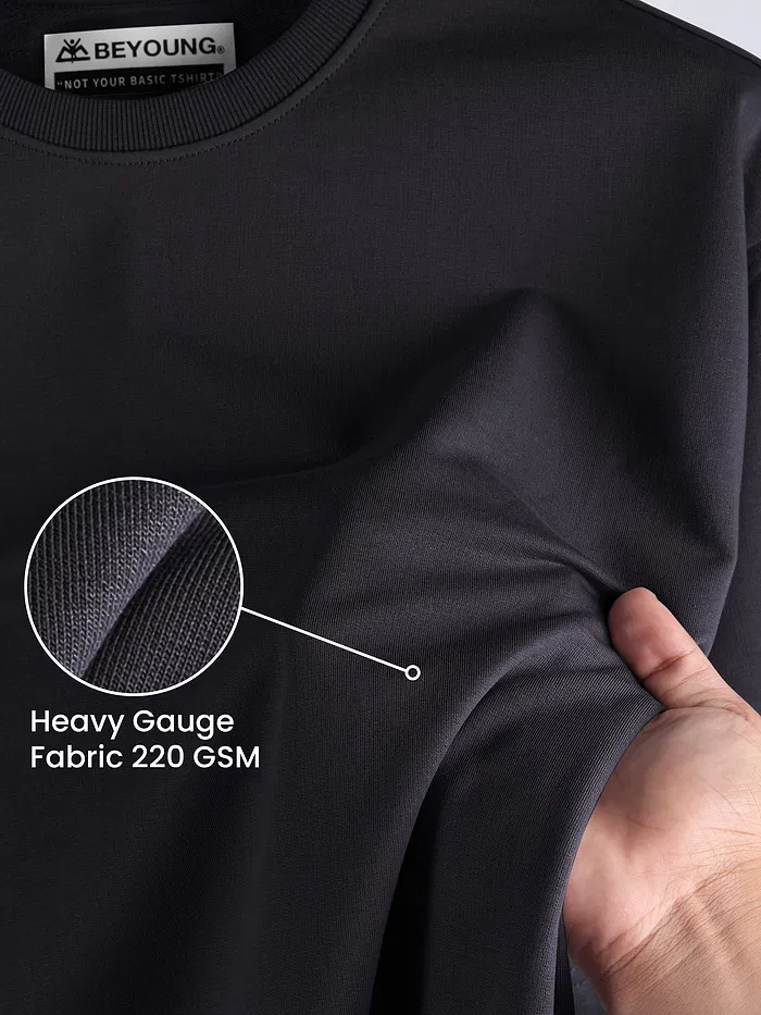 Black Plain Oversized T-shirt for Men