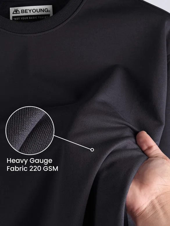 Black Plain Oversized T-shirt for Men
