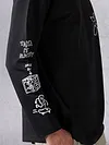Black Printed Full Sleeve Oversized T-shirt for Men
