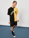 Black-Yellow Color Block Oversized T-shirt for Men